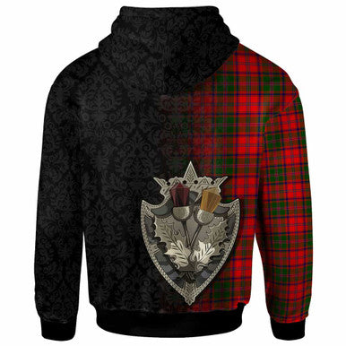 Scottish Stewart of Appin Modern Clan Tartan Hoodie - Half Thistle Flowers Celtic Design Back Side Tartan Plaid
