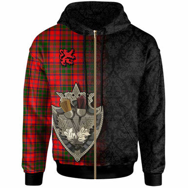 Scottish Stewart of Appin Modern Clan Tartan Hoodie - Half Thistle Flowers Celtic Design Zip-up Tartan Plaid