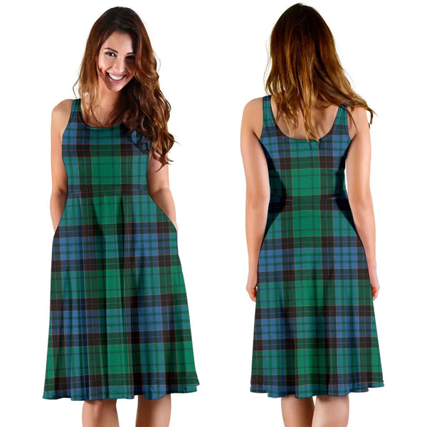 Scottish Stewart Old Ancient Clan Tartan Women Midi Dress