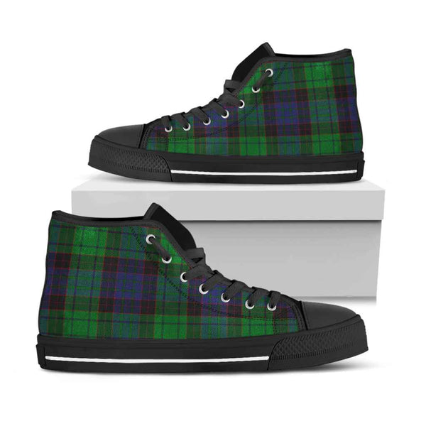 Scottish Stewart Old Modern Clan Tartan High Top Shoes Black Sole Tartan Plaid