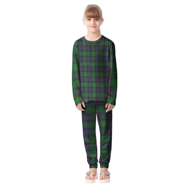 Scottish Stewart Old Modern Clan Tartan Pajama Set Kid Front Side Tartan Plaid