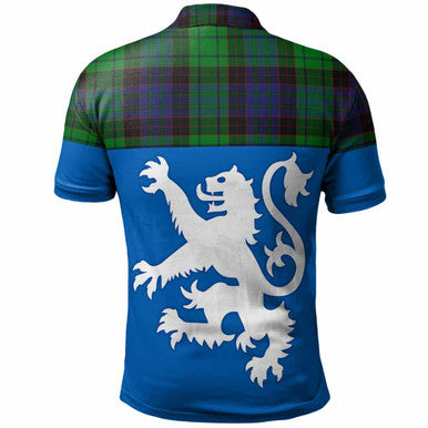 Scottish Stewart Old Modern Clan Tartan Polo Shirt - Lion Rampant of Scotland With Flag Back Side Tartan Plaid