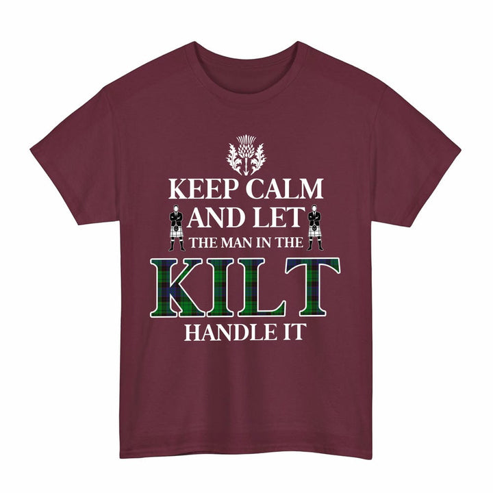 Scottish Stewart Old Modern Clan Tartan T-Shirt - Keep Calm Tartan Plaid Maroon Color