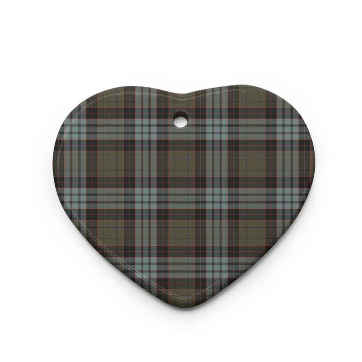 Scottish Stewart Old Weathered Clan Tartan Ceramic Ornament Heart Shape Tartan Plaid