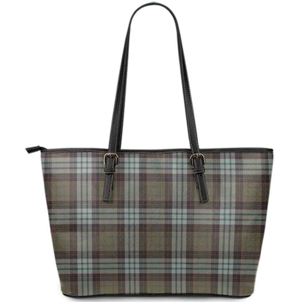 Scottish Stewart Old Weathered Clan Tartan Leather Tote Tartan Plaid