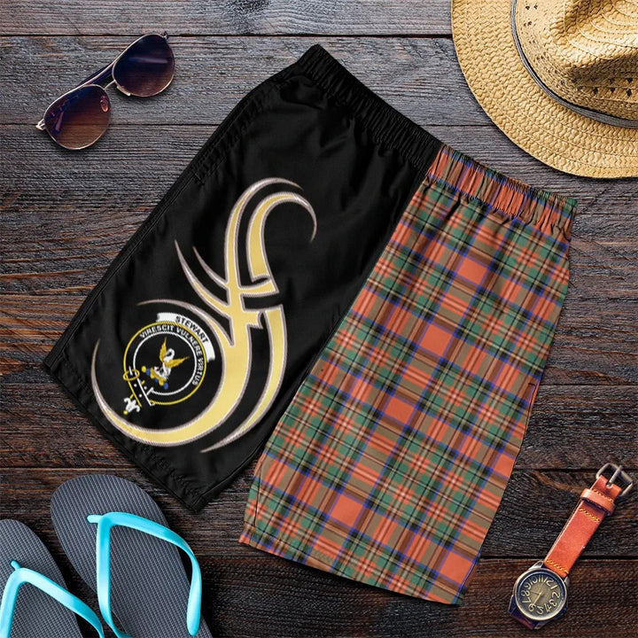 Scottish Stewart Royal Ancient Clan Crest Tartan Believe in Me Men's Shorts
