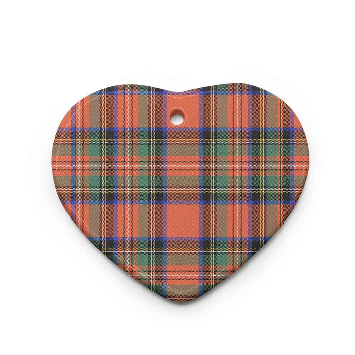 Scottish Stewart Royal Ancient Clan Tartan Ceramic Ornament Heart Shape Tartan Plaid