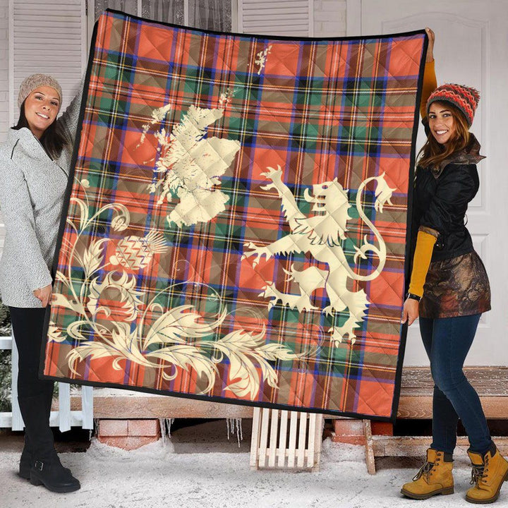 Scottish Stewart Royal Ancient Clan Tartan Quilt Rampant Lion with Thistle Tartan Plaid 2