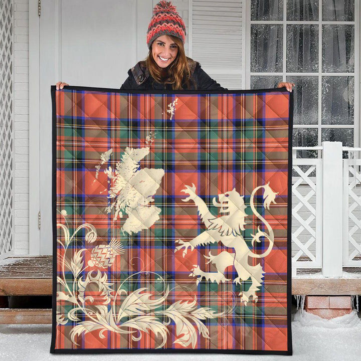Scottish Stewart Royal Ancient Clan Tartan Quilt Rampant Lion with Thistle Tartan Plaid 3