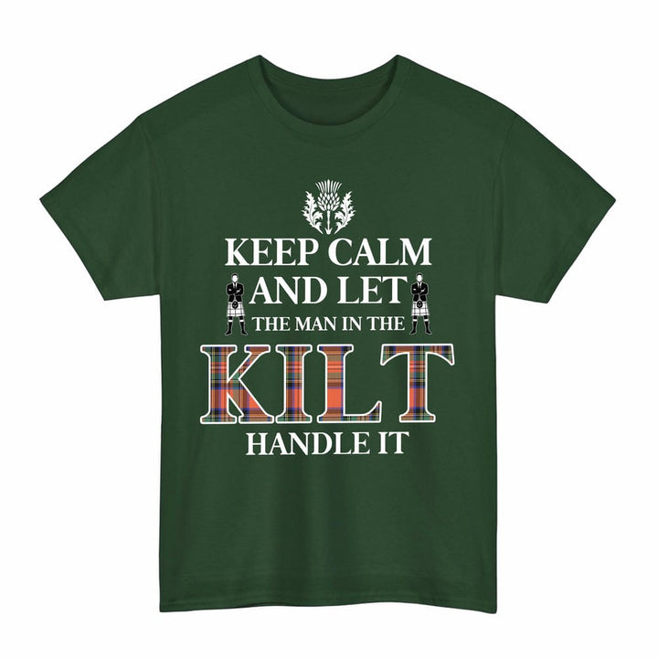 Scottish Stewart Royal Ancient Clan Tartan T-Shirt - Keep Calm Tartan Plaid Forest Green Color