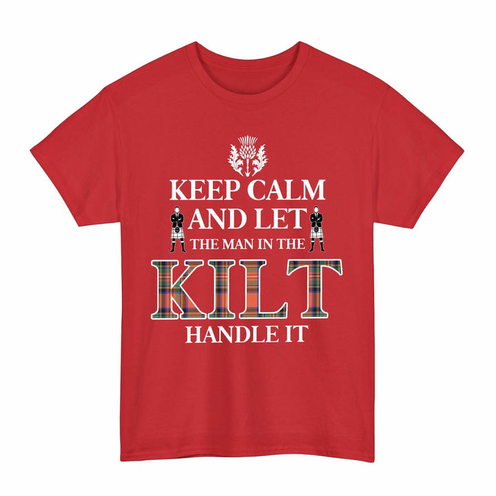 Scottish Stewart Royal Ancient Clan Tartan T-Shirt - Keep Calm Tartan Plaid Red Color