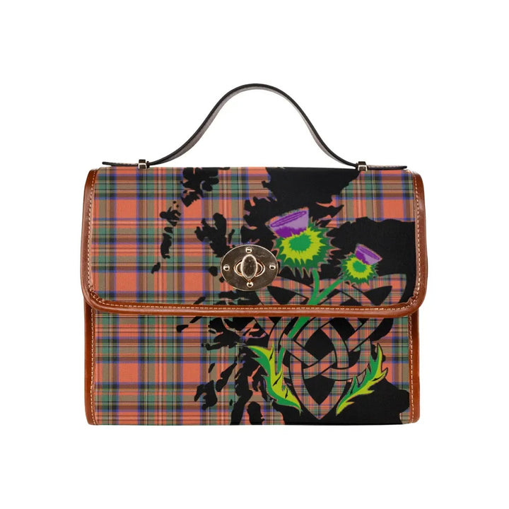 Scottish Stewart Royal Ancient Clan Tartan Waterproof Canvas Bag With Thistle Tartan Plaid 1