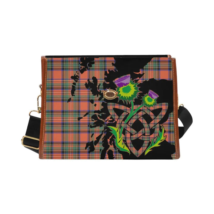 Scottish Stewart Royal Ancient Clan Tartan Waterproof Canvas Bag With Thistle Tartan Plaid 2