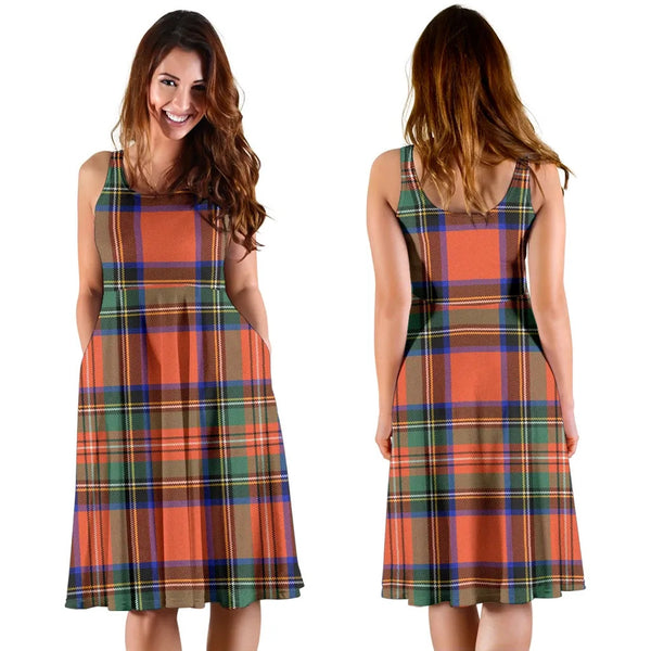 Scottish Stewart Royal Ancient Clan Tartan Women Midi Dress
