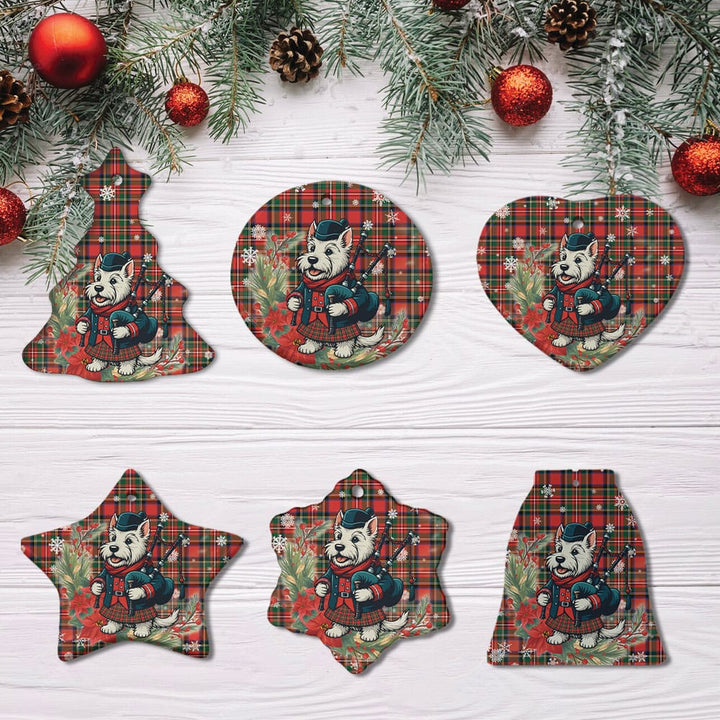 Scottish Stewart Royal Modern Clan Tartan Ceramic Ornament Cute Scottish Terrier Dog All Style Tartan Plaid