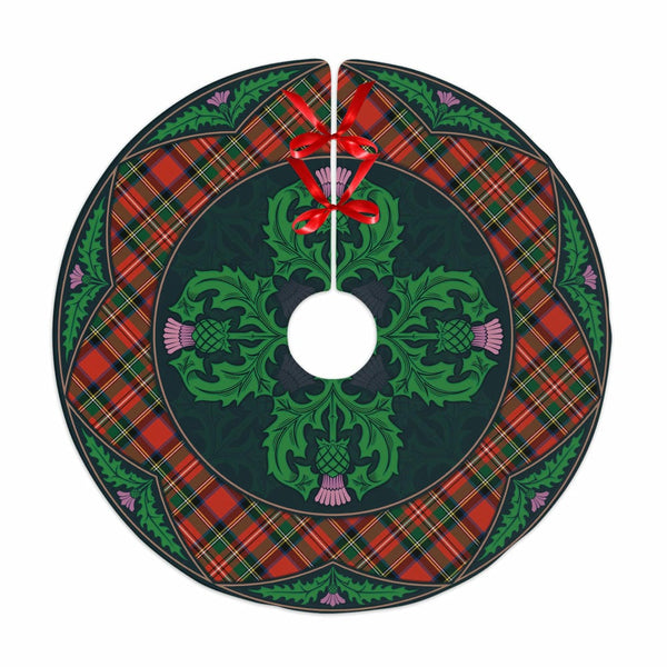 Scottish Stewart Royal Modern Clan Tartan Christmas Tree Skirt Old Scottish Thistle Flower No Tassels Tartan Plaid 1