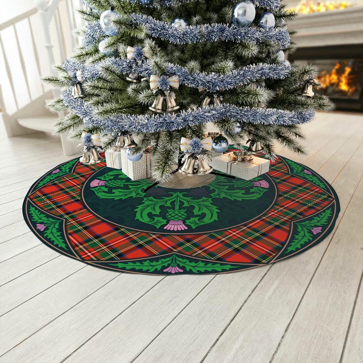 Scottish Stewart Royal Modern Clan Tartan Christmas Tree Skirt Old Scottish Thistle Flower No Tassels Tartan Plaid 3