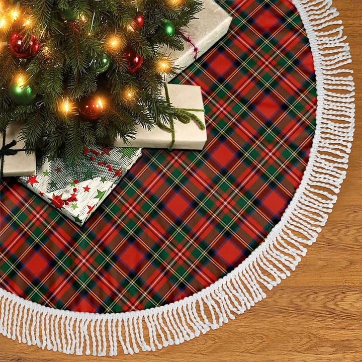 Scottish Stewart Royal Modern Clan Tartan Christmas Tree Skirt Tassels 2 Tartan Plaid