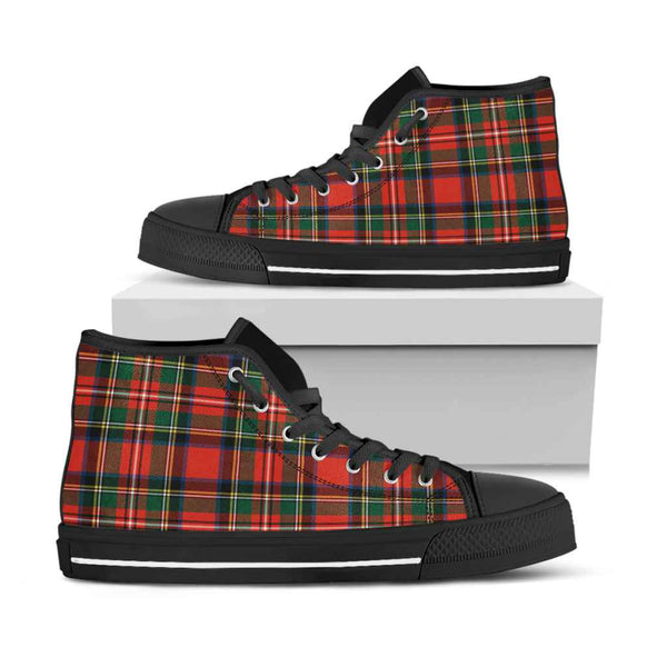 Scottish Stewart Royal Modern Clan Tartan High Top Shoes Black Sole Tartan Plaid