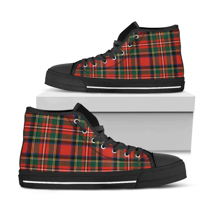 Scottish Stewart Royal Modern Clan Tartan High Top Shoes Black Sole Tartan Plaid