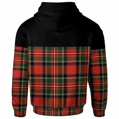 Scottish Stewart Royal Modern Clan Tartan Hoodie - Horizontal Style Back Side Tartan Plaid