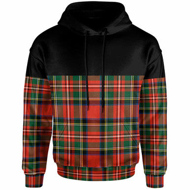 Scottish Stewart Royal Modern Clan Tartan Hoodie - Horizontal Style Front Side Tartan Plaid