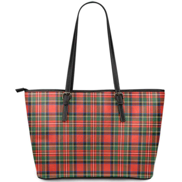 Scottish Stewart Royal Modern Clan Tartan Leather Tote Tartan Plaid