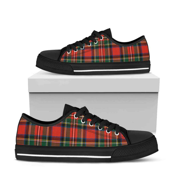 Scottish Stewart Royal Modern Clan Tartan Low Top Shoes Black Sole Tartan Plaid