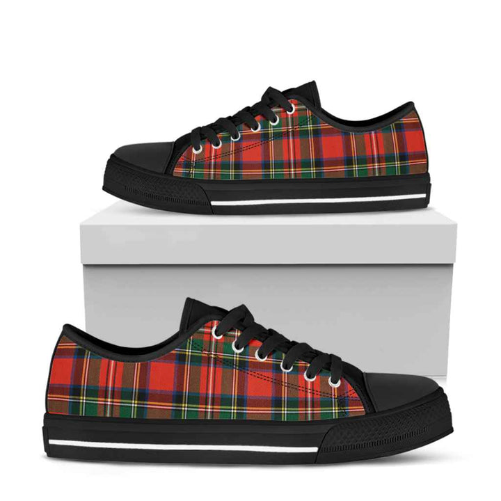 Scottish Stewart Royal Modern Clan Tartan Low Top Shoes Black Sole Tartan Plaid
