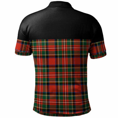 Scottish Stewart Royal Modern Clan Tartan Polo Shirt - Horizontal Style Back Side Tartan Plaid