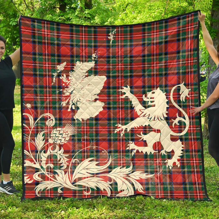 Scottish Stewart Royal Modern Clan Tartan Quilt Rampant Lion with Thistle Tartan Plaid 1