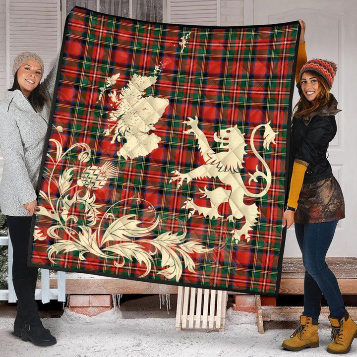 Scottish Stewart Royal Modern Clan Tartan Quilt Rampant Lion with Thistle Tartan Plaid 2