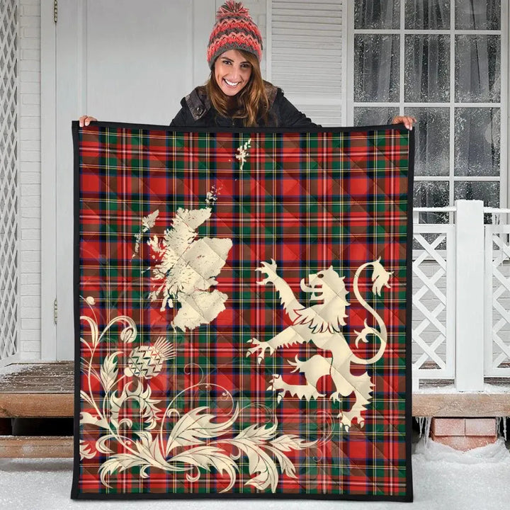 Scottish Stewart Royal Modern Clan Tartan Quilt Rampant Lion with Thistle Tartan Plaid 3