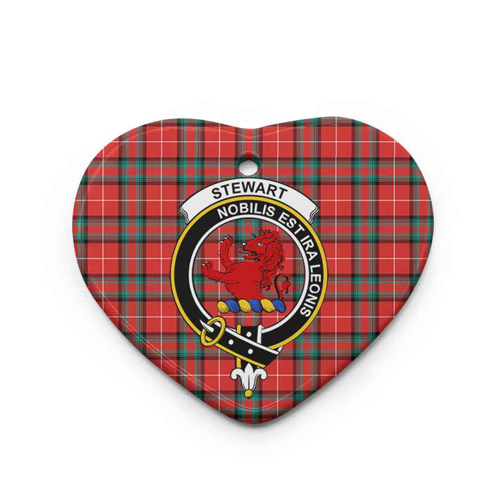 Scottish Stewart (Stuart) of Bute Clan Crest Tartan Ceramic Ornament Heart Shape Tartan Plaid