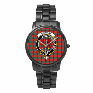 Scottish Stewart (Stuart) of Bute Clan Crest Tartan Folding Clasp Steel Quartz Watches Tartan Plaid Black 1