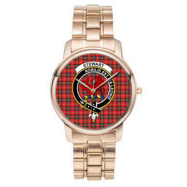 Scottish Stewart (Stuart) of Bute Clan Crest Tartan Folding Clasp Steel Quartz Watches Tartan Plaid Rose Gold 1