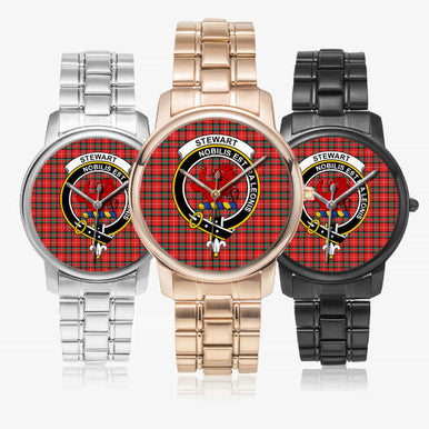 Scottish Stewart (Stuart) of Bute Clan Crest Tartan Folding Clasp Steel Quartz Watches Tartan Plaid All