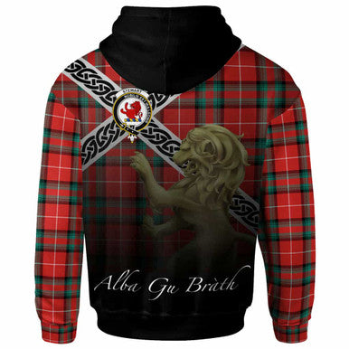 Scottish Stewart (Stuart) of Bute Clan Crest Tartan Hoodie - Scotland Lion Back Side Tartan Plaid