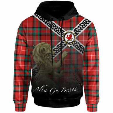 Scottish Stewart (Stuart) of Bute Clan Crest Tartan Hoodie - Scotland Lion Front Side Tartan Plaid