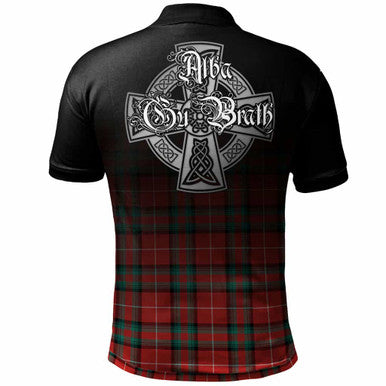 Scottish Stewart (Stuart) of Bute Clan Crest Tartan Polo Shirt - Alba Gu Brath Family Crest Celtic Inspired Back Side Tartan Plaid