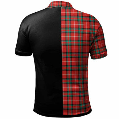 Scottish Stewart (Stuart) of Bute Clan Crest Tartan Polo Shirt - Half in Me Back Side Tartan Plaid