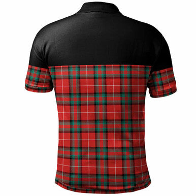 Scottish Stewart (Stuart) of Bute Clan Crest Tartan Polo Shirt - Horizontal Style Back Side Tartan Plaid