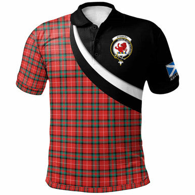 Scottish Stewart (Stuart) of Bute Clan Crest Tartan Polo Shirt - Scotland Forever Style Front Side Tartan Plaid