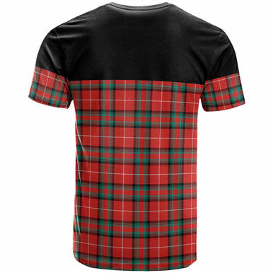 Scottish Stewart (Stuart) of Bute Clan Crest Tartan T-Shirt - Horizontal Style Back Side Tartan Plaid