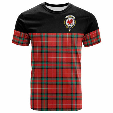 Scottish Stewart (Stuart) of Bute Clan Crest Tartan T-Shirt - Horizontal Style Front Side Tartan Plaid