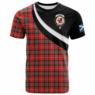 Scottish Stewart (Stuart) of Bute Clan Crest Tartan T-Shirt - Scotland Forever Style Front Side Tartan Plaid