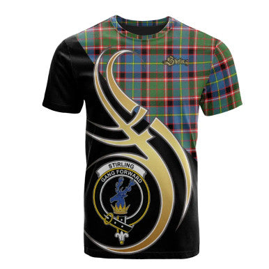 Scottish Stirling & Bannockburn District Clan Crest Tartan T-Shirt Believe in Me Front Side Tartan Plaid