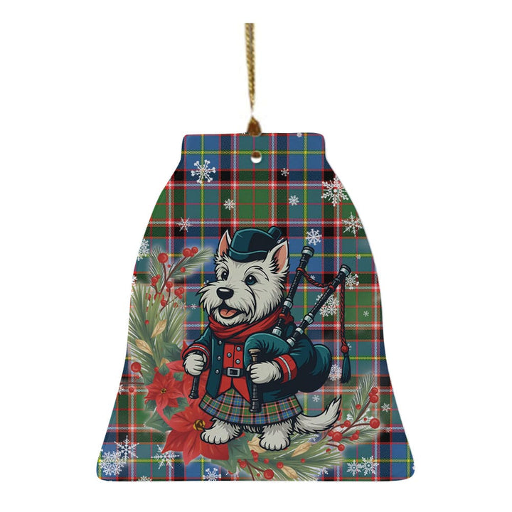 Scottish Stirling & Bannockburn District Clan Tartan Ceramic Ornament Cute Scottish Terrier Dog Bell Style Tartan Plaid