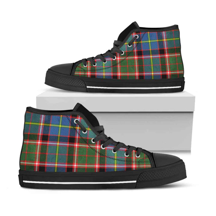 Scottish Stirling & Bannockburn District Clan Tartan High Top Shoes Black Sole Tartan Plaid