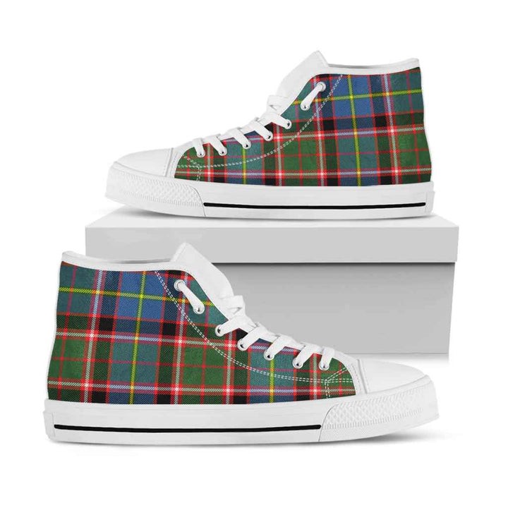 Scottish Stirling & Bannockburn District Clan Tartan High Top Shoes White Sole Tartan Plaid